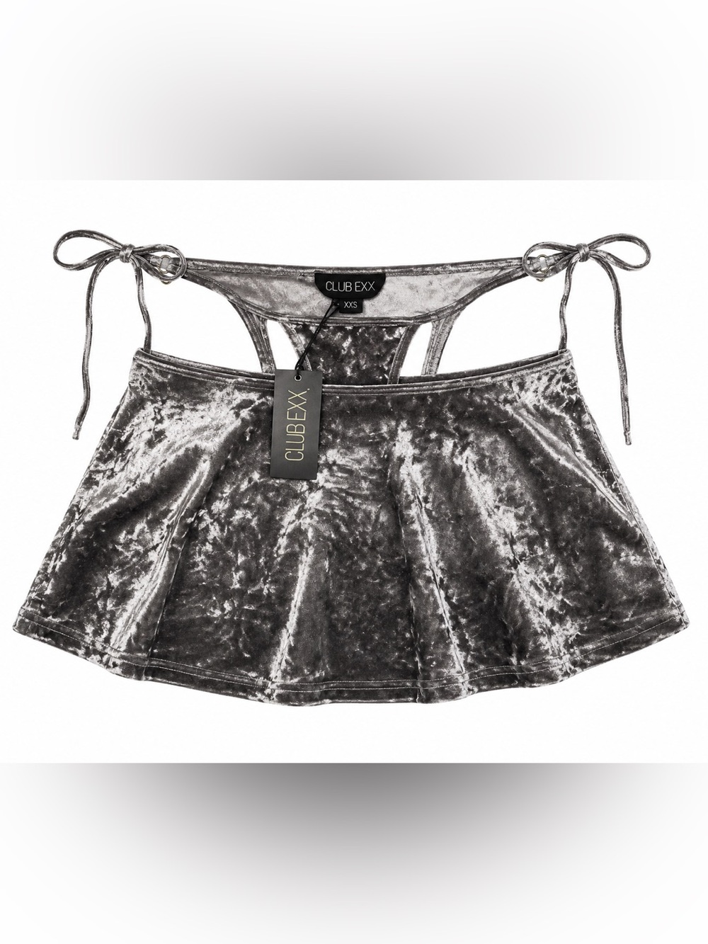 Dolls Kill Club Exx Gray Velvet Thong Skirt - Soft, Y2K,
Festival, XXS